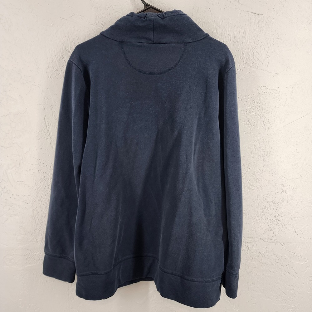 LL Bean Women XL Navy Blue Cowl Neck Drawstring Pullover Sweatshirt Cotton Blend - Picture 2 of 3